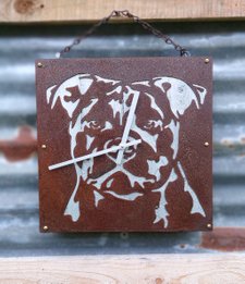 Staffordshire Bull Terrier rustuc style clock